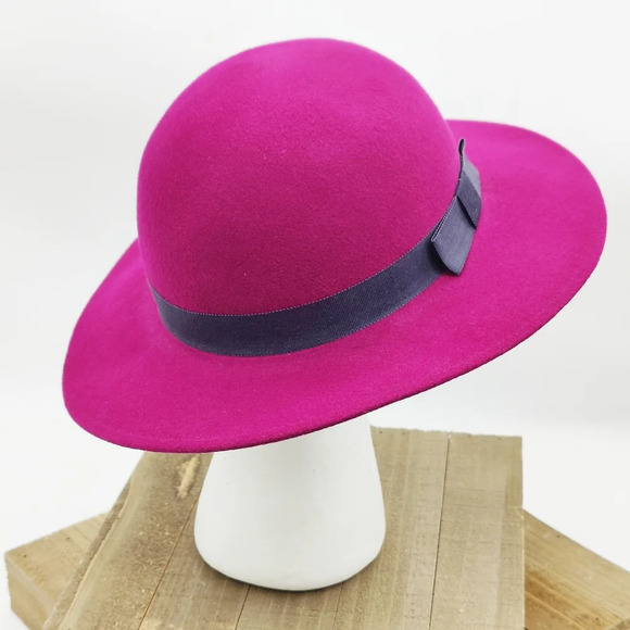 Vintage Liz Claiborne Felt Bowler Villager Hat in Fuschia - Picture 3 of 7